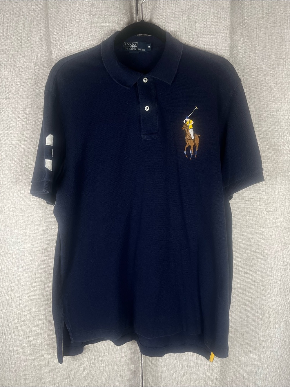 POLO RALPH LAUREN Men's Big Pony Navy Blue Polo Shirt Sz Medium Cotton